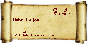 Hahn Lajos névjegykártya